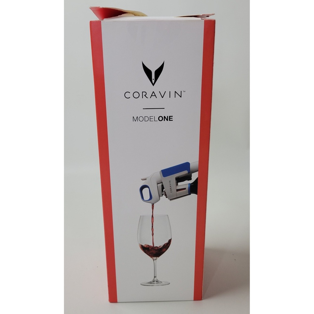 Coravin Model One Wine Preservation System White Blue with 2 Argon Capsules